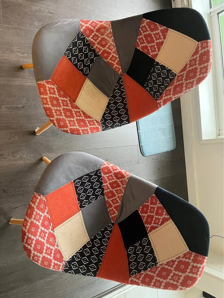 Pair of Patchwork Mid-Century Modern Style Dining Chairs - photo 3
