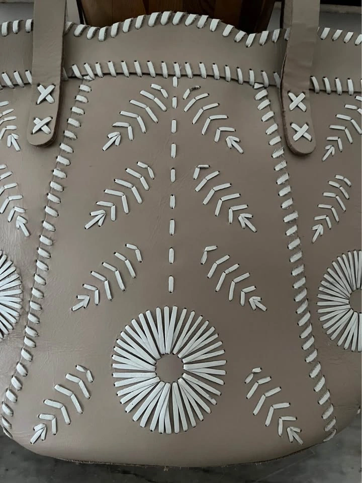 Anthropologie Leather Tote with Silk Scarf / Tie Accent - photo 2