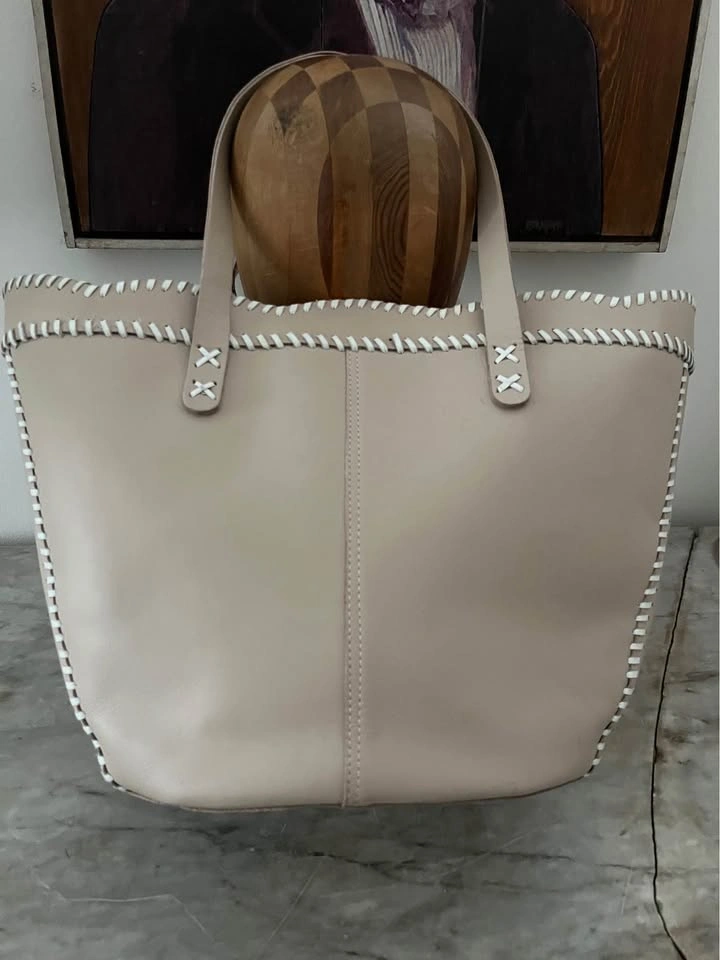 Anthropologie Leather Tote with Silk Scarf / Tie Accent - photo 3
