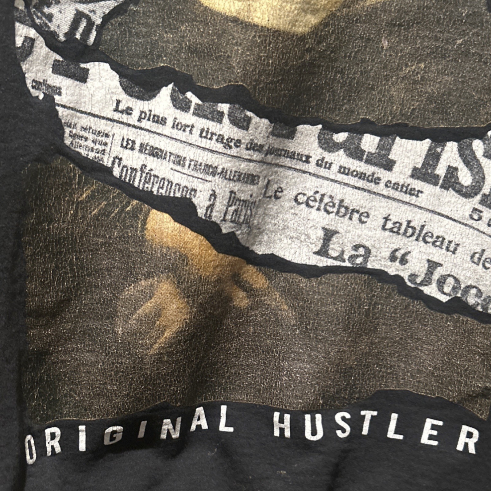3fortyinc L Mona Lisa Graphic Print Black Fleece Sweatshirt - photo 4