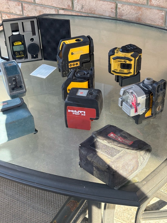 Assorted Laser Levels and Tachometer Bundle