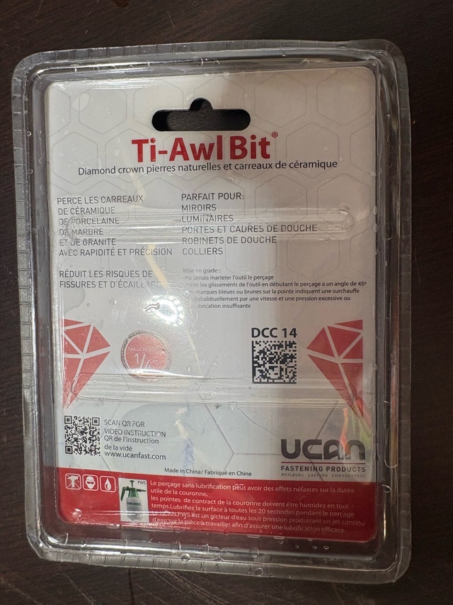 UCAN Ti-Awl Bit 1/4 inch Diamond Core Cutter - photo 2