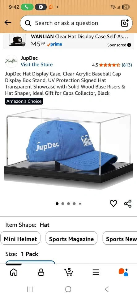 Hat Display Case, Clear Acrylic Baseball Cap Display Box