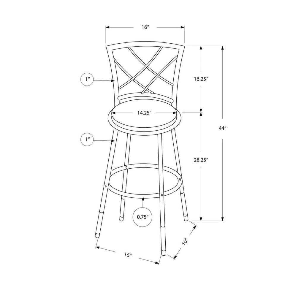 Monarch Specialties Bar Stool, Set Of 2, Swivel, Black - photo 3