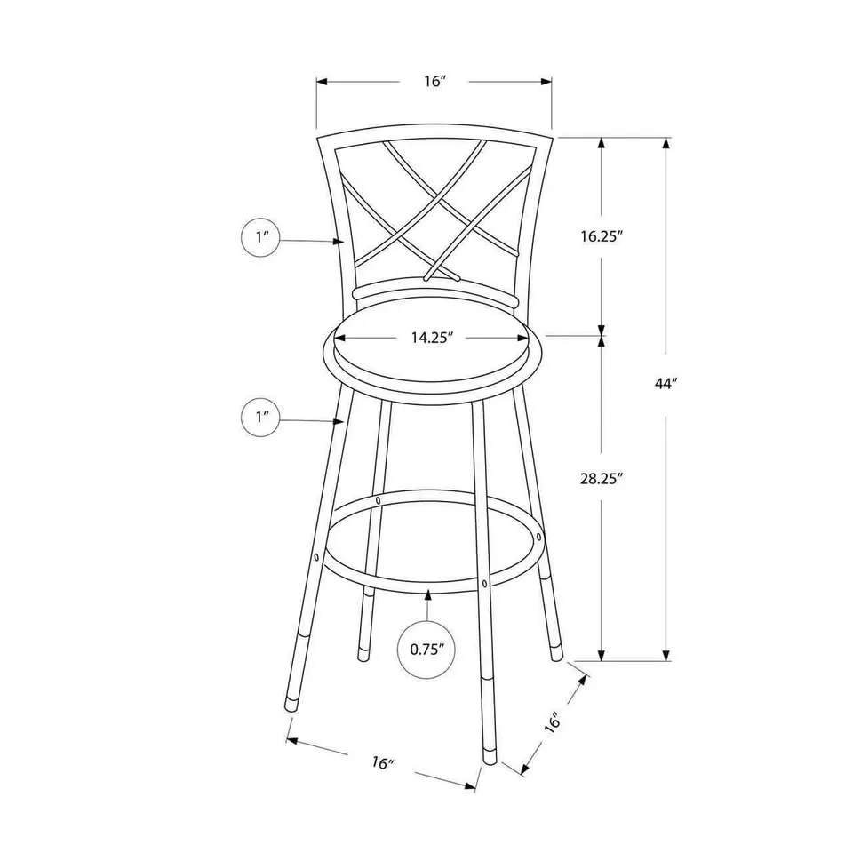 Monarch Specialties Bar Stool, Set Of 2, Swivel, Black - photo 3
