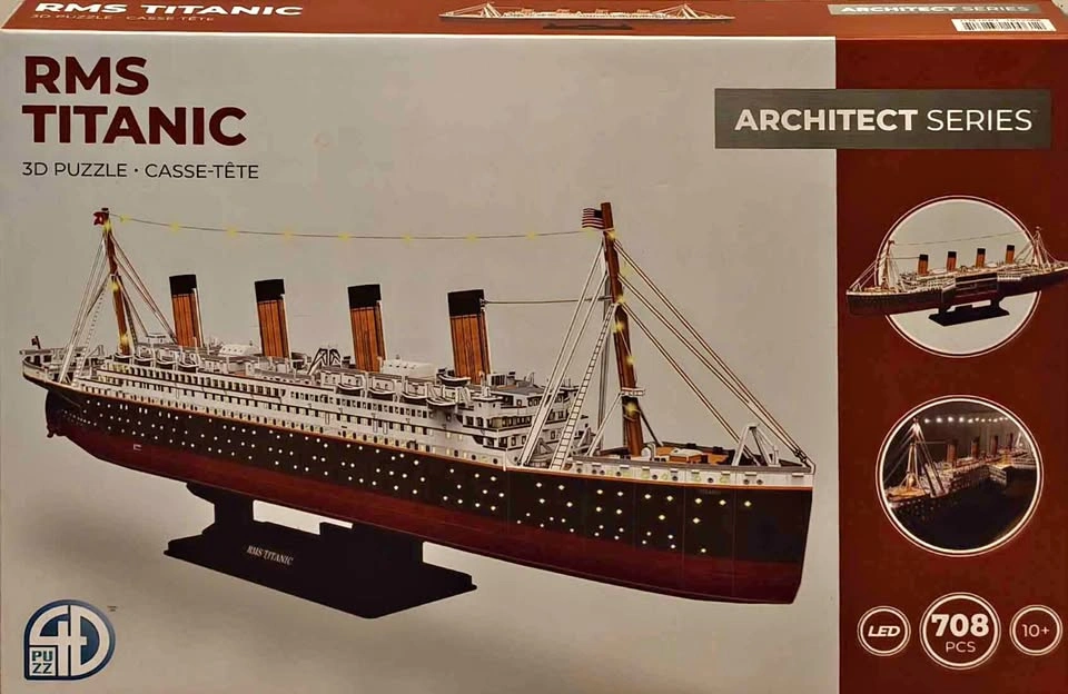 NEW RMS TITANIC 3D PUZZLE ARCHITECT SERIES 708 PCS WITH LED