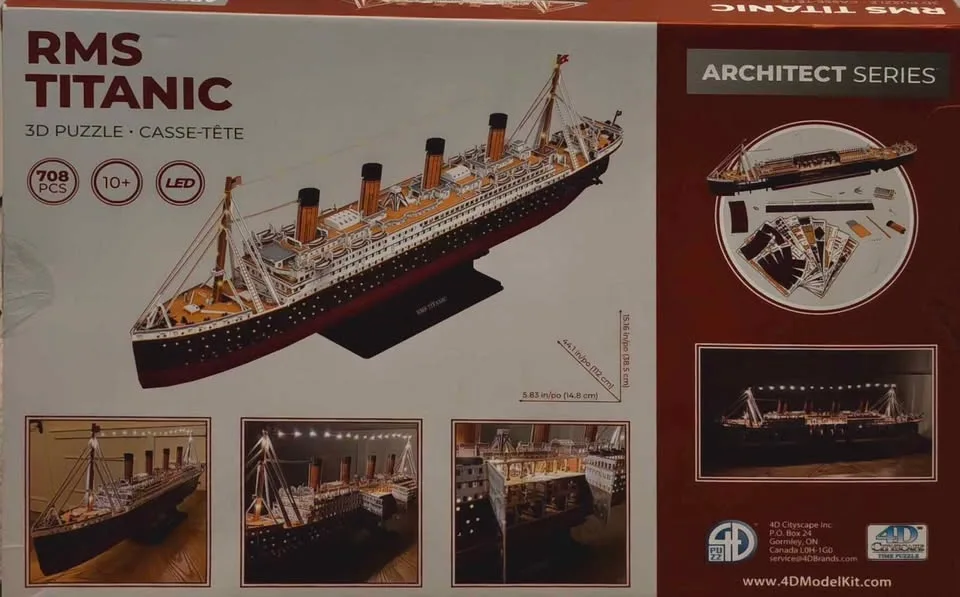 NEW RMS TITANIC 3D PUZZLE ARCHITECT SERIES 708 PCS WITH LED - photo 2