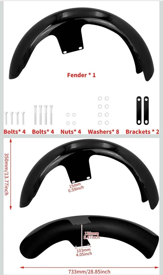 21 inch Front Fender Vivid Black for Harley Touring - photo 2