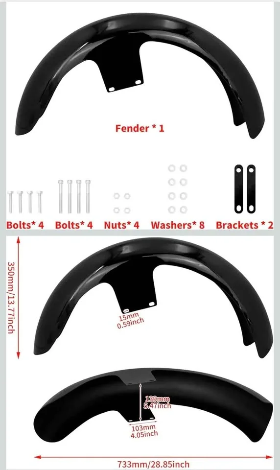21 inch Front Fender Vivid Black for Harley Touring - photo 2