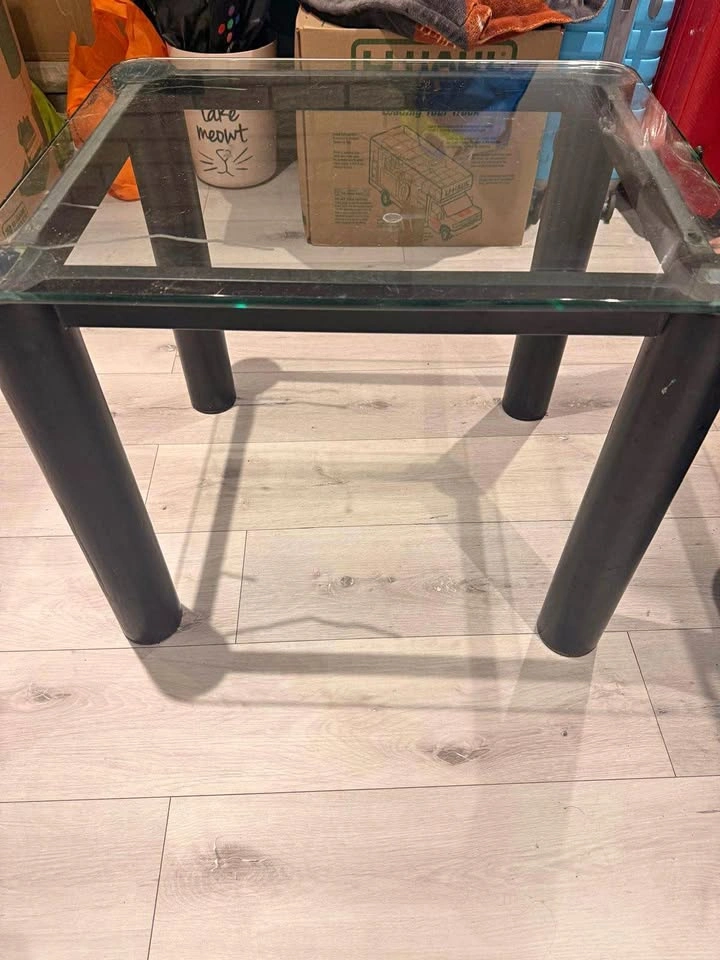 Glass and Metal Side Table