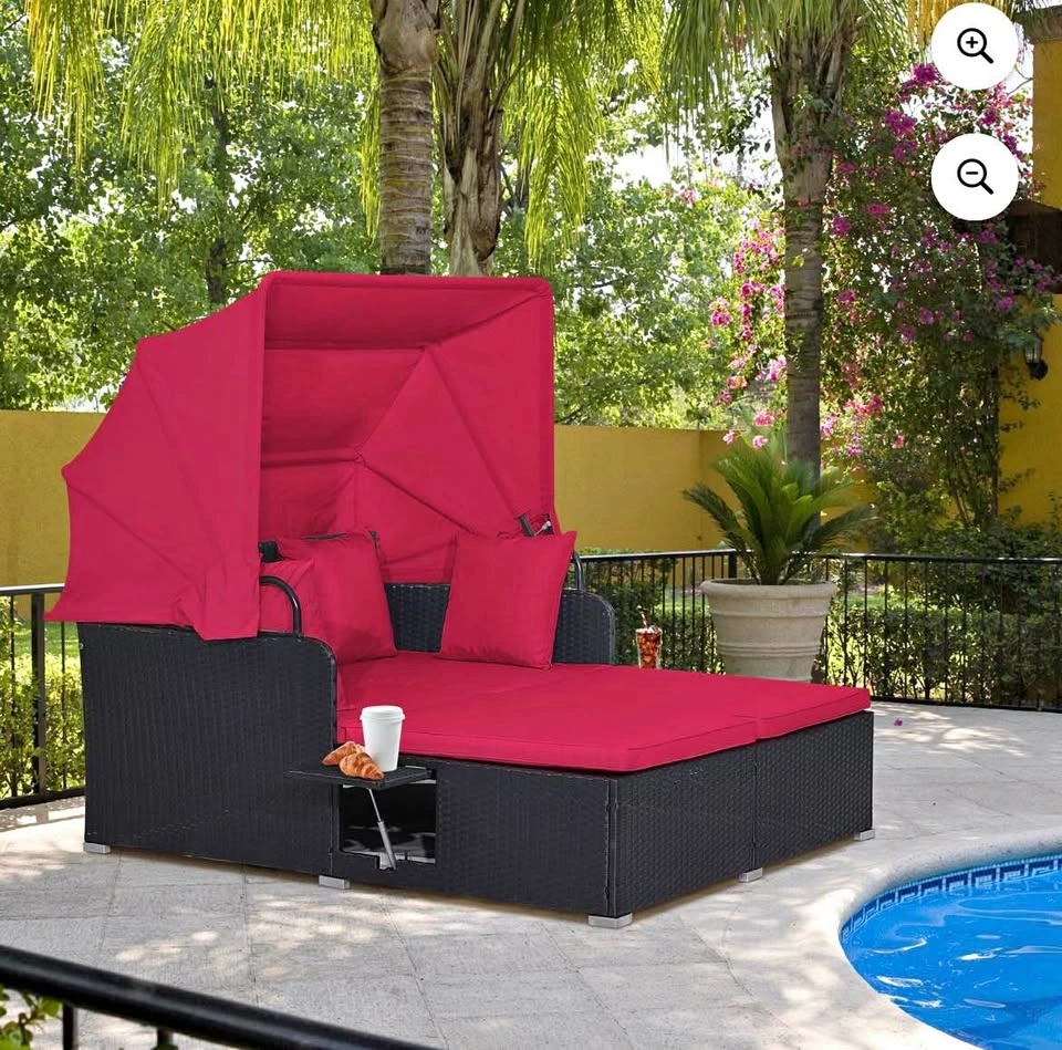 NEW PatioJoy Outdoor Daybed w/ Retractable Canopy