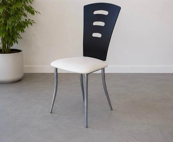 Set of 3 Modern Dining Chairs – Wood Back & Cushioned Seats - photo 2