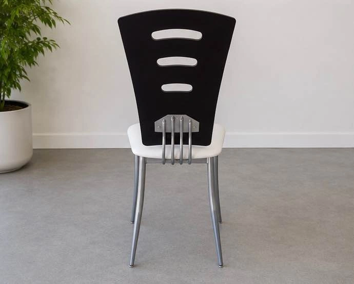 Set of 3 Modern Dining Chairs – Wood Back & Cushioned Seats - photo 3