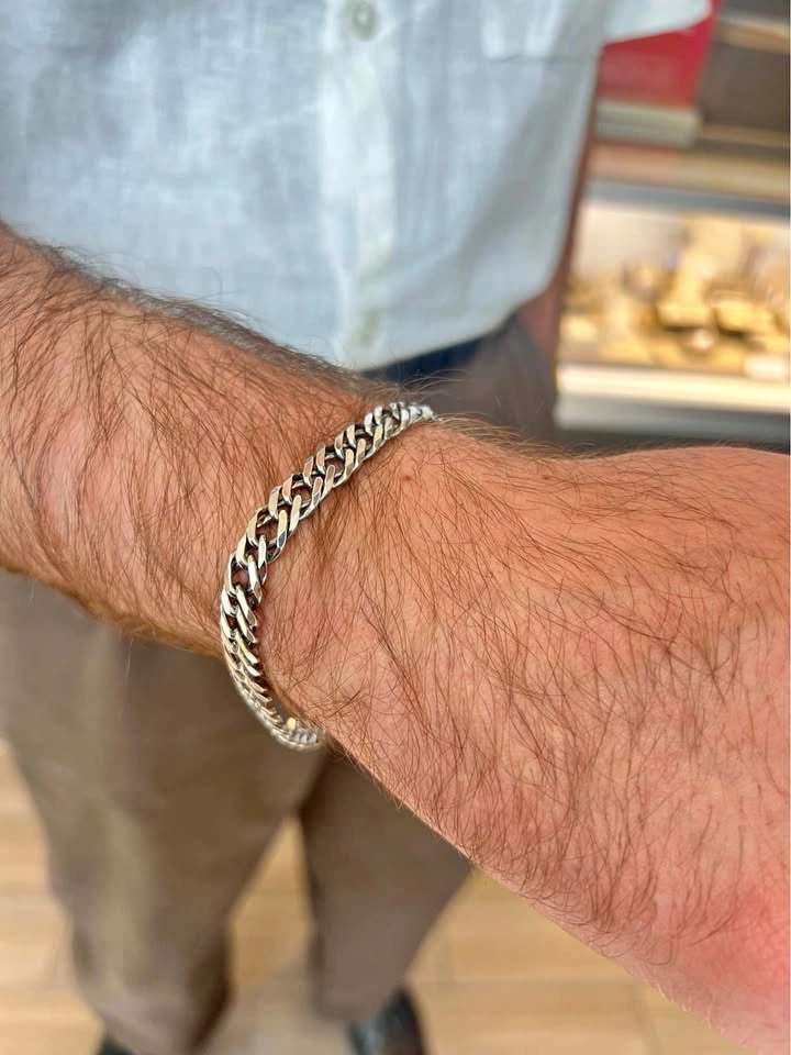 Sterling Silver Curb Men's Bracelet 8.75inch