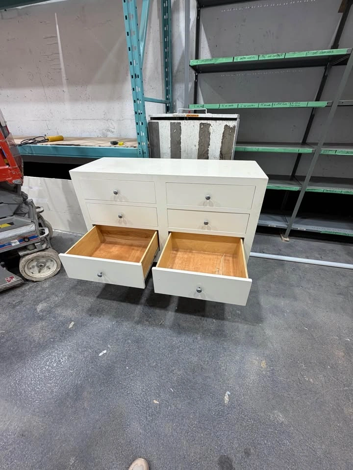 Vintage-Style Solid MDF 6-Drawer Dresser – Off-White/Cream - photo 3