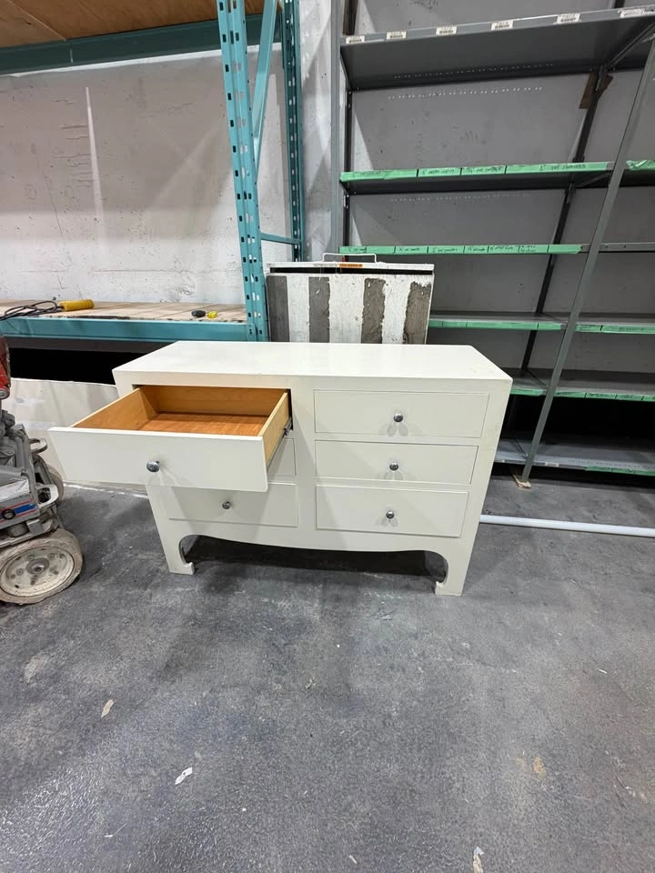 Vintage-Style Solid MDF 6-Drawer Dresser – Off-White/Cream - photo 5