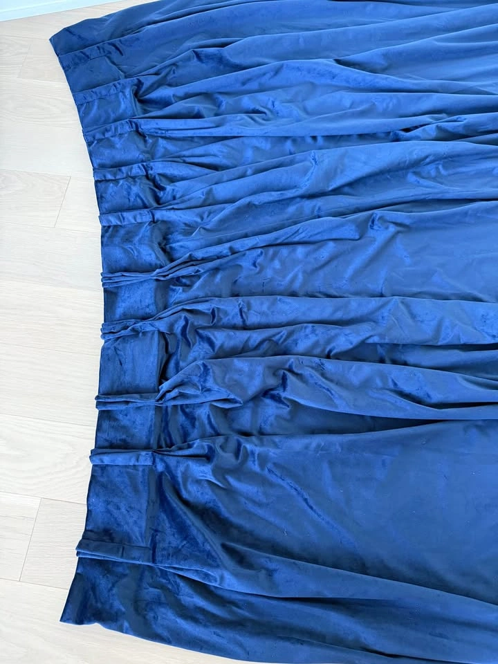 Luxury Navy Blue Blackout Curtains (2 Panels) + 99” Track Rod - photo 2
