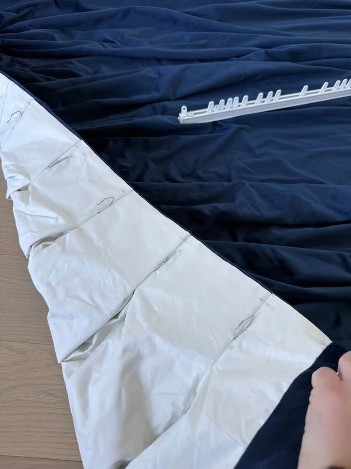 Luxury Navy Blue Blackout Curtains (2 Panels) + 99” Track Rod - photo 3