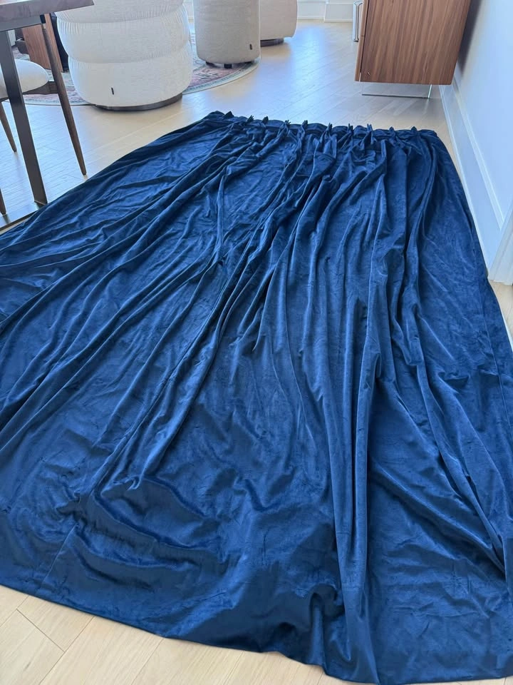 Luxury Navy Blue Blackout Curtains (2 Panels) + 99” Track Rod - photo 4