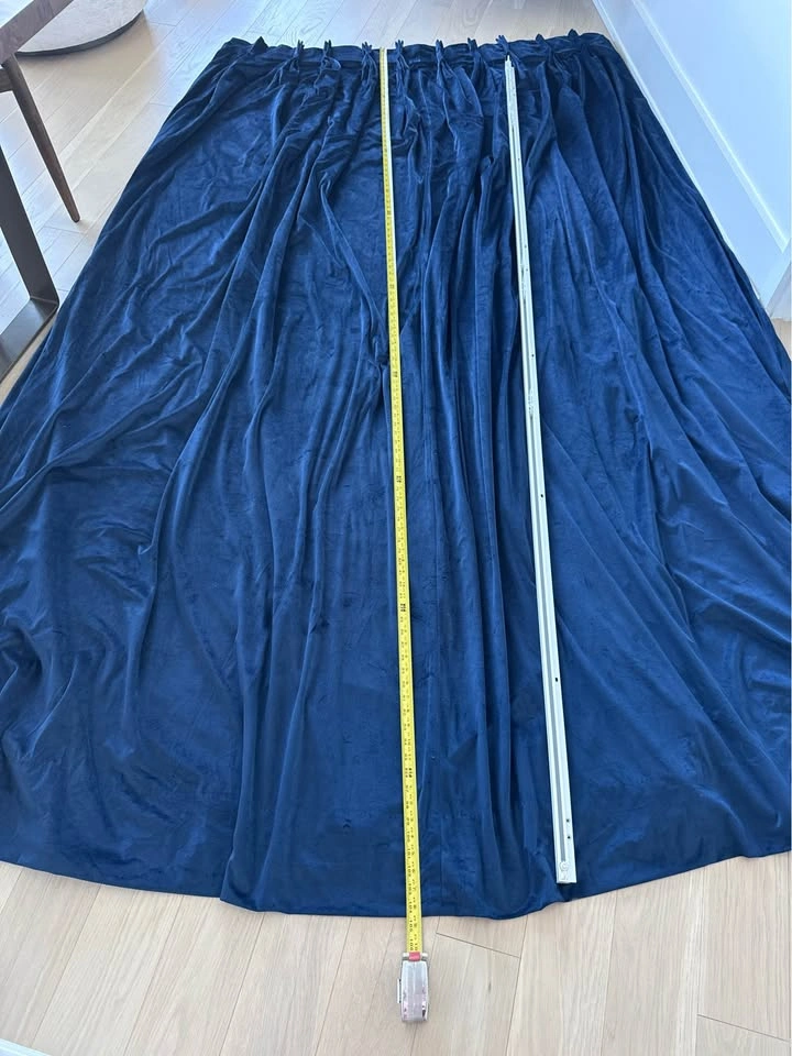 Luxury Navy Blue Blackout Curtains (2 Panels) + 99” Track Rod - photo 5