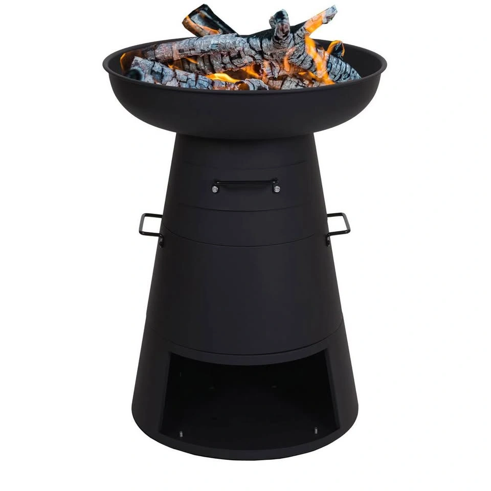 Fire Bowl with Grill HWC-K96, Fire Pit BBQ, Stainless Steel - photo 2