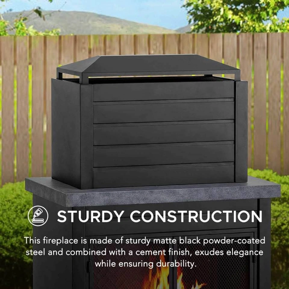 SUNJOY 58 Inch Modern Outdoor Fireplace with Chimney & Log Holde - photo 2