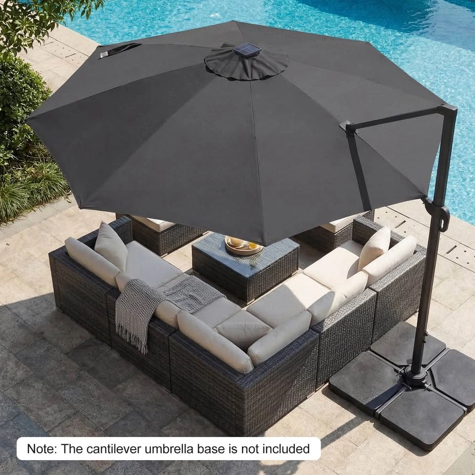 Costway 10 FT Cantilever Patio Umbrella with Solar LED Lights - photo 4