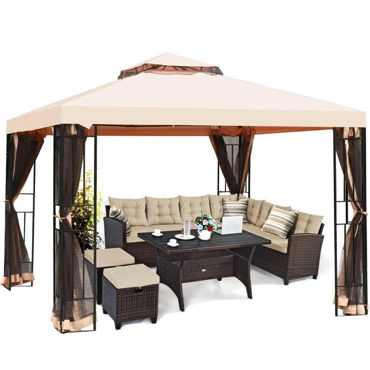 10 × 10 Feet 2-Tier Vented Metal Canopy with Mosquito Netting - photo 4