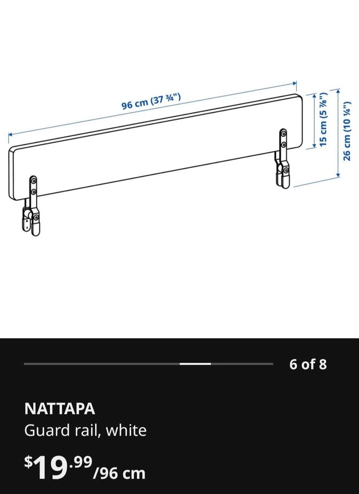 1 IKEA NATTAPA Bed Guard Rails – White - photo 2