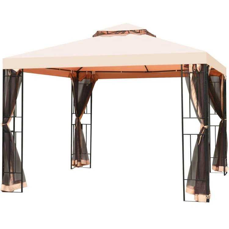 10 × 10 Feet 2-Tier Vented Metal Canopy with Mosquito Netting - photo 4