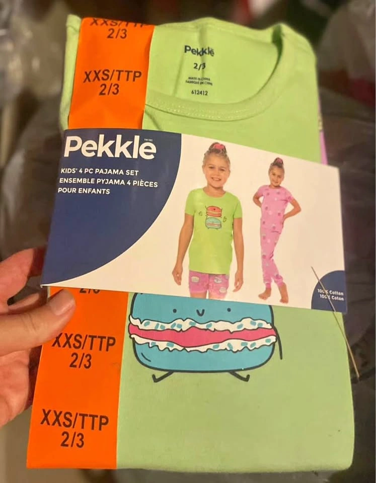 NEW Pekkle Kids' 4 PC Pajama Set kid size 2/3
