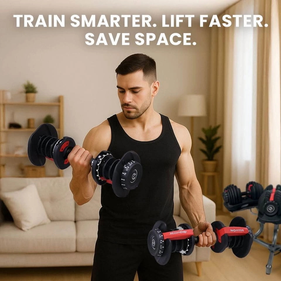 MotionGrey Adjustable Dumbbell 5 to 52.5 LB, Free Hand Grip - photo 3
