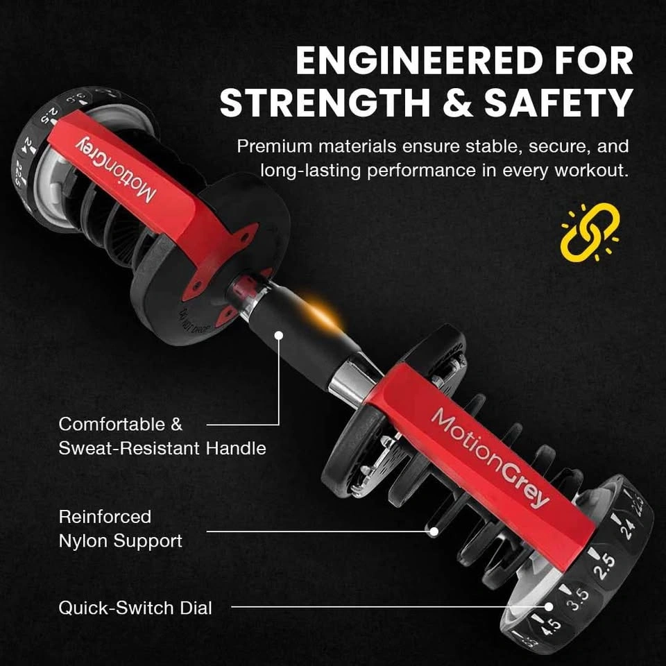 MotionGrey Adjustable Dumbbell 5 to 52.5 LB, Free Hand Grip - photo 4