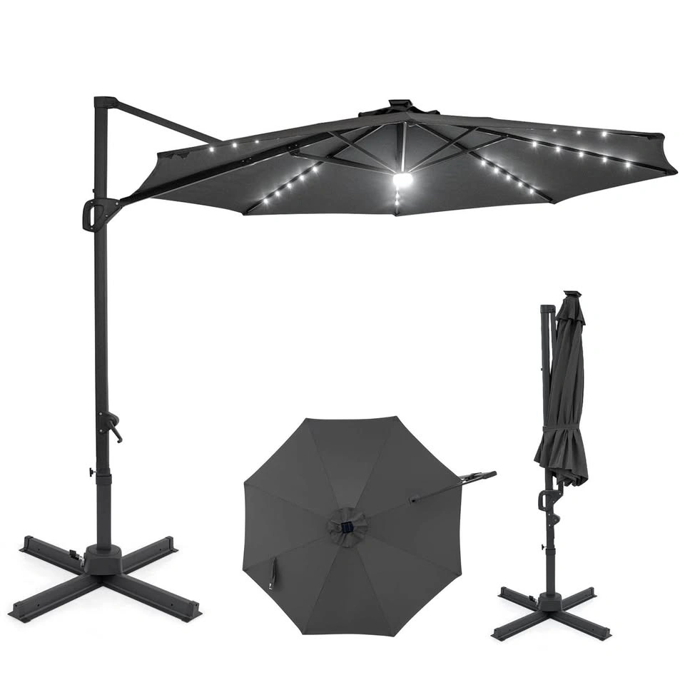 Costway 10 FT Cantilever Patio Umbrella with Solar LED Lights - photo 5