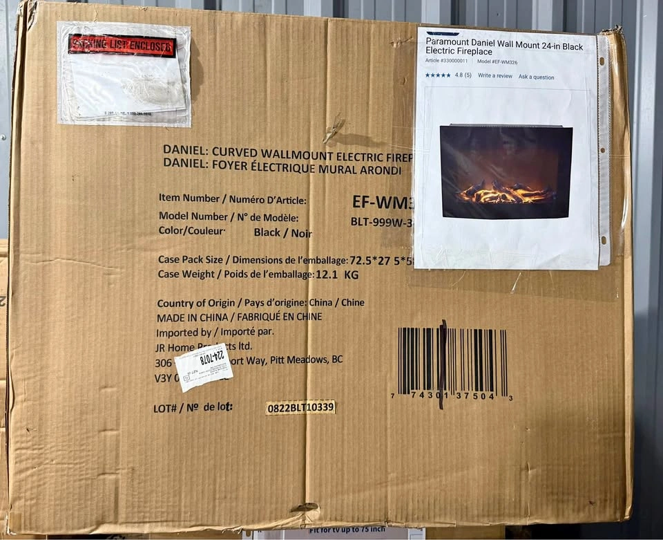 Paramount Daniel Wall Mount 24-in Black Electric Fireplace
