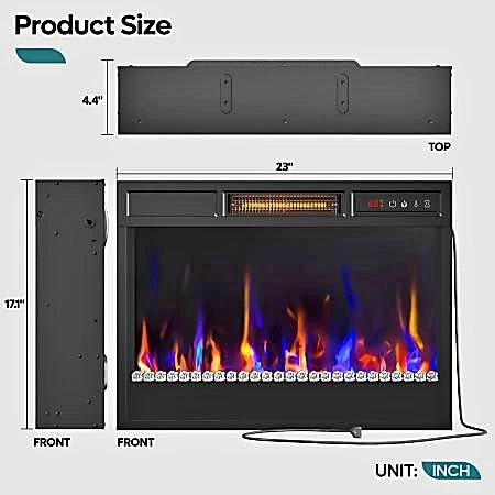 23 inch Electric Fireplace Heater Insert with Remote