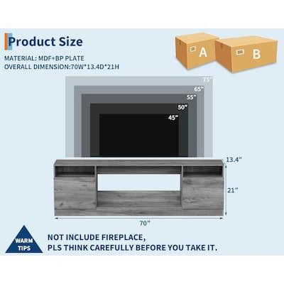 75-in TV Modern Wooden Console with Electric Fireplace - photo 2