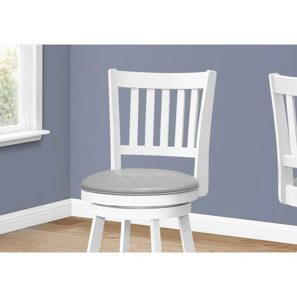 Set of 2 Swivel Counter Height Bar Stools, White/Grey - photo 4