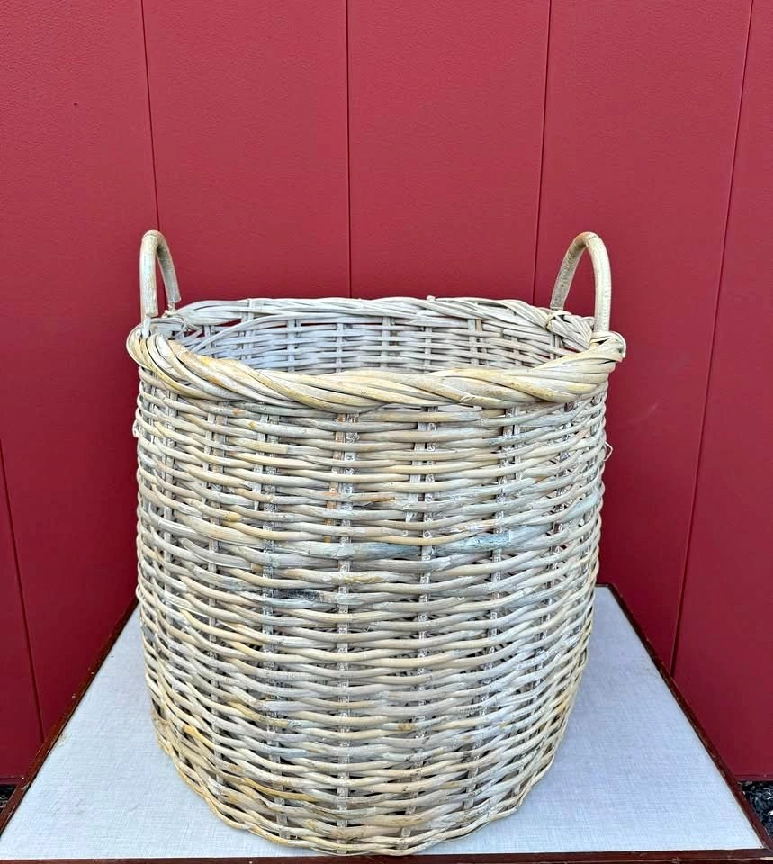 Large White Woven Rattan Basket