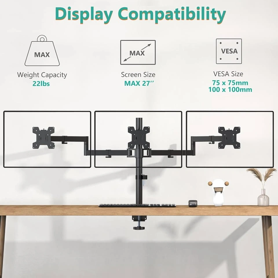 BRAND NEW Triple Monitor Arms Desk Mount for 13-27" Monitors - photo 3