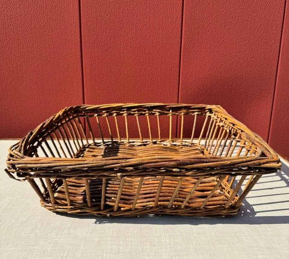 Large Rectangular Brown Wicker Basket