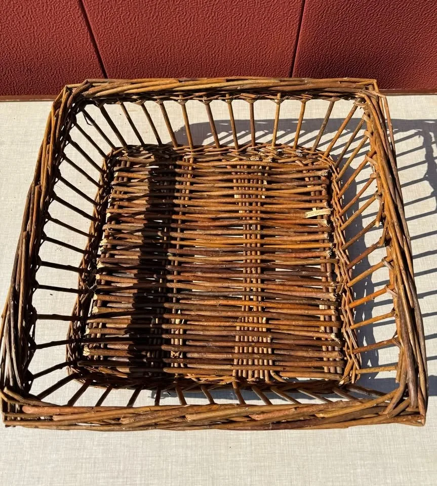 Large Rectangular Brown Wicker Basket - photo 2