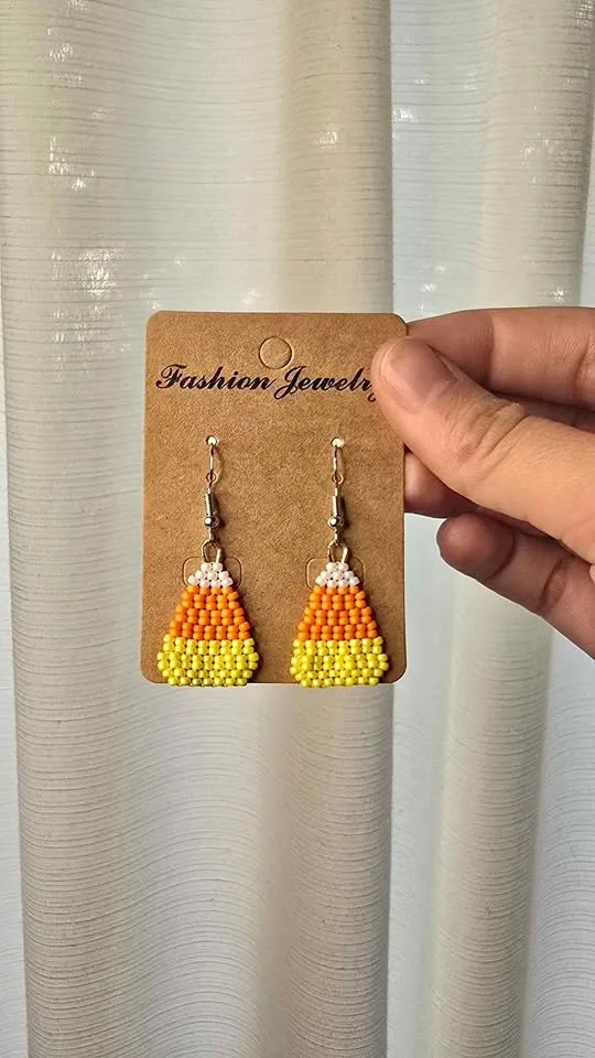Handmade Halloween Candy Corn Earrings thumbnail