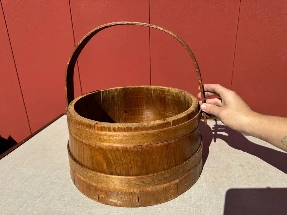 Wooden Basket w/ Handle