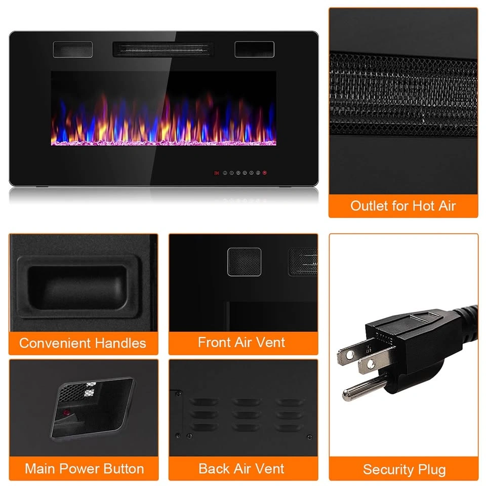 Costway 36'' Electric Fireplace Wall Mounted Heater - photo 2