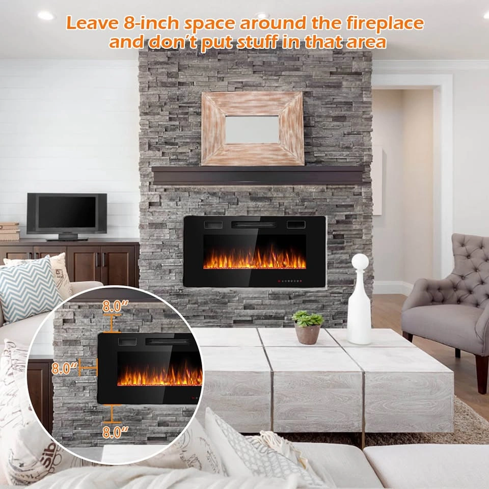 Costway 36'' Electric Fireplace Wall Mounted Heater - photo 5