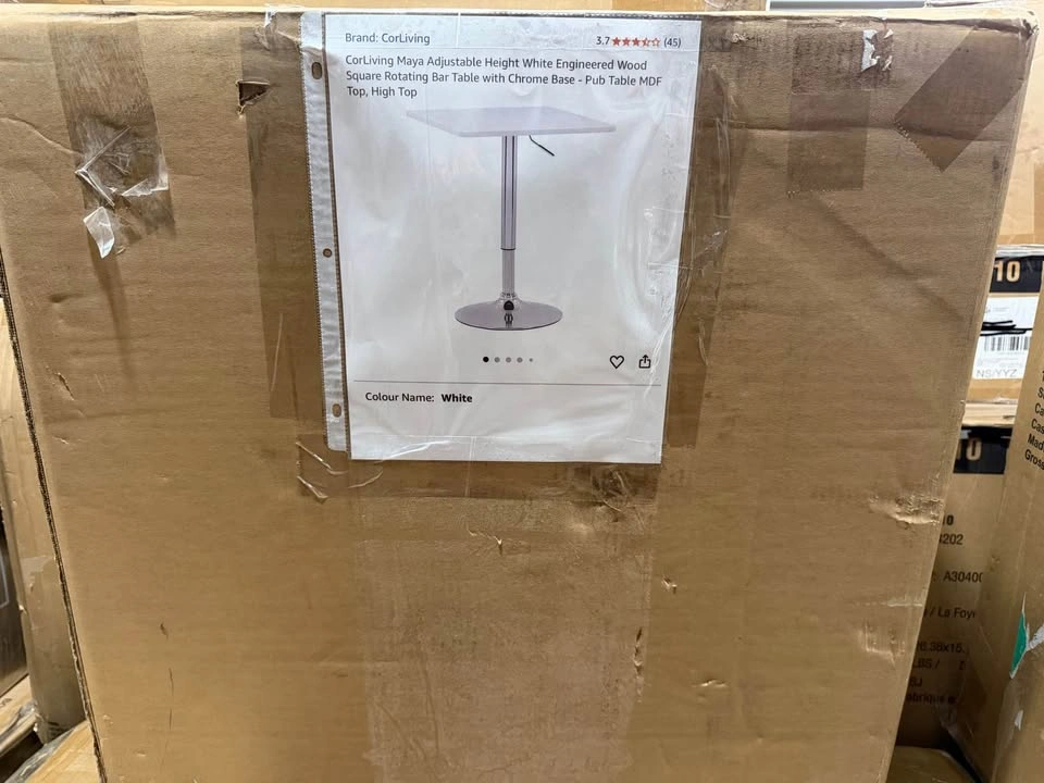 CorLiving Maya Adjustable Height White Rotating Bar Table - photo 3