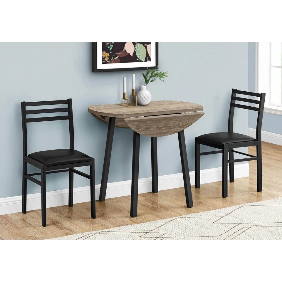 Monarch Specialties 3pc Dining Table Set, 35" Drop Leaf - photo 2
