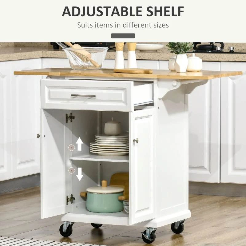 HOMCOM Kitchen Island Cart on Wheels with Extended Counter - photo 2