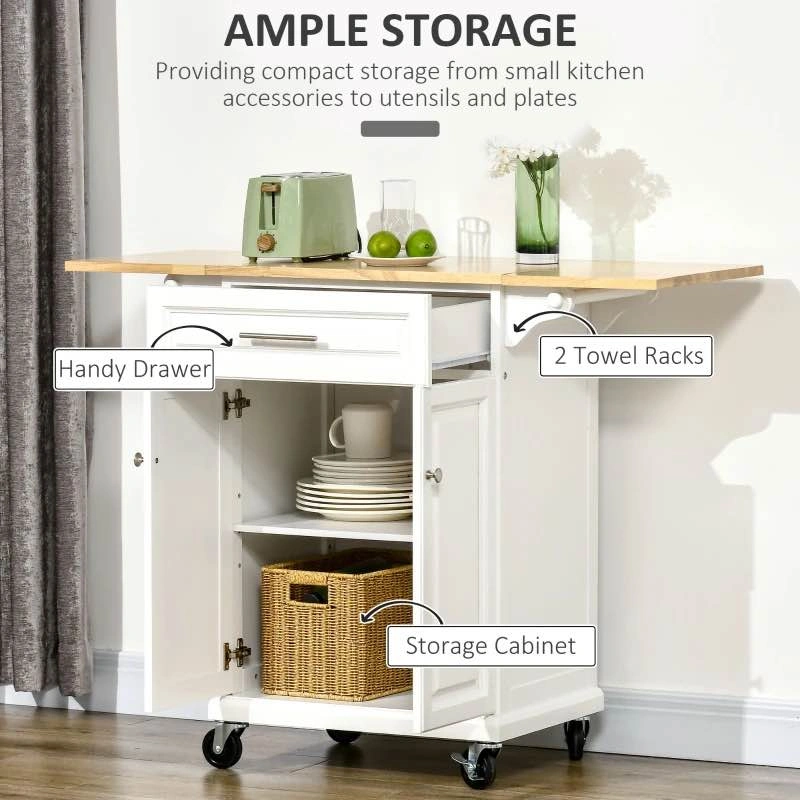 HOMCOM Kitchen Island Cart on Wheels with Extended Counter - photo 4